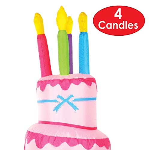 Inflatable Jumbo Birthday Cake with LED Lights - 70 Inch Yard Decor for Indoor & Outdoor Parties