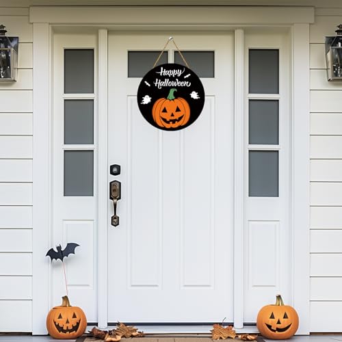 Halloween Door Sign - Cute Pumpkin Ghosts Bats Happy Halloween Decoration