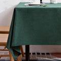Waterproof Rectangle Table Cloth - Dark Green, 91x156 Inches, Faux Linen
