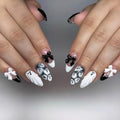 Halloween Ghost Nails - 30Pcs Medium French Tip Fake Nails with 3D Bow - Variation of THIS listing