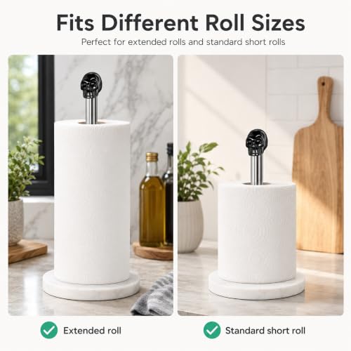 Homestia Black Skull Marble Paper Towel Holder with Adjustable Rod - Halloween Decor