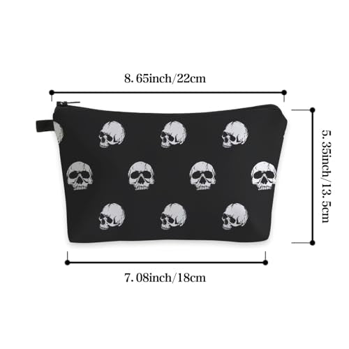 Skull Pattern Small Makeup Bag for Women - Water-Resistant Cosmetic Organizer