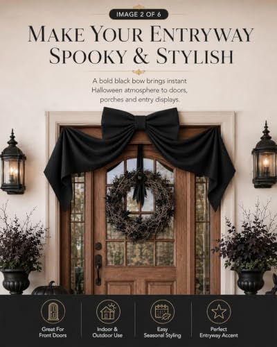 Giant Black Satin Bow Wall Decor for Halloween & Christmas Party Backdrop