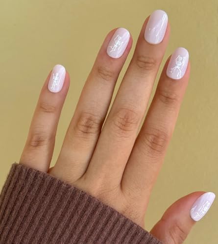Olive & June Super Stick Mani Press-On Nails Boogie Bones Short Squoval No Glue Needed Halloween