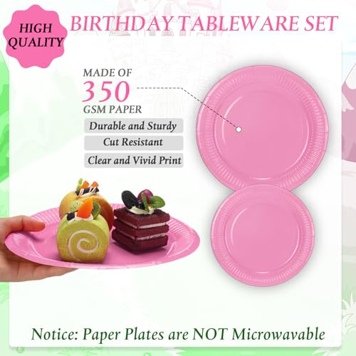 Pink and Green Witch Party Paper Plates Napkins Forks Set for Halloween & Princess Events - 240 Pieces