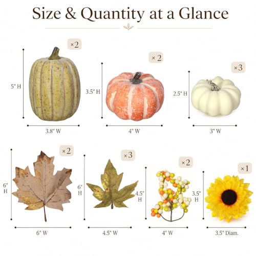 Autumn Decor Set - 15 PCS Artificial Pumpkin Fall & Thanksgiving Decor