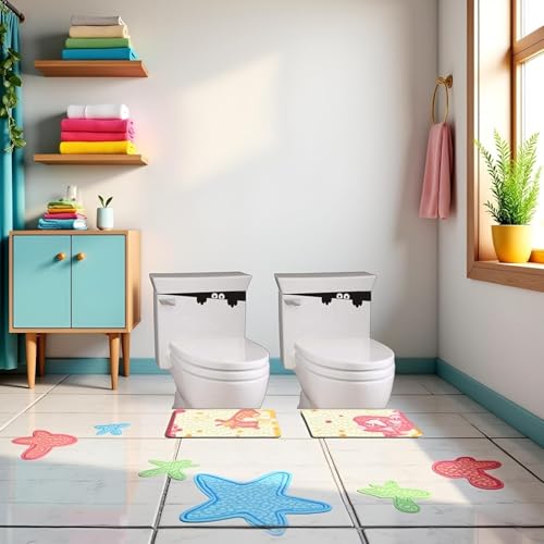 2Pcs Black 3D Toilet Monster Wall Decals - Funny Bathroom Seat Decor