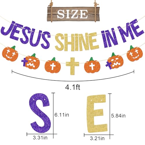 Halloween Christian Banner Pumpkin Jesus Shine In Me Fall Church Decor