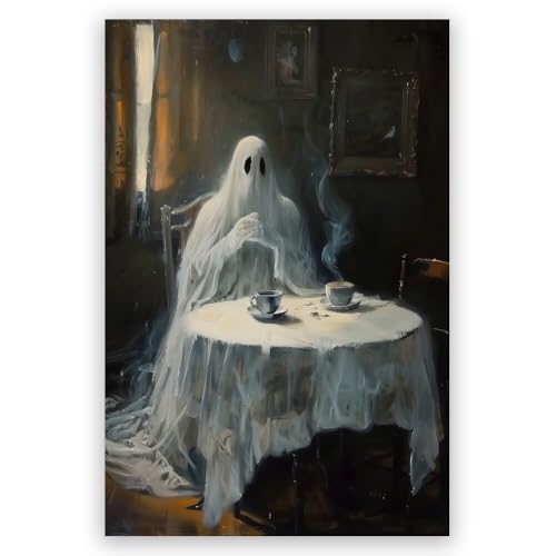 Halloween Ghost Wall Art Canvas Poster 8x12 Unframed Victorian Gothic Decor