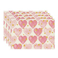Polka Dot Gold Heart Love Placemats Set of 4 12x18 Inch Table Decor for Dinner Parties