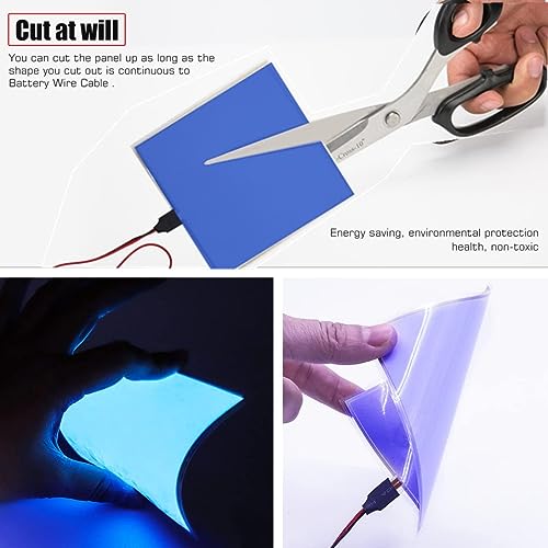 Ourbest Icy Blue Electroluminescent Panel Light - 2 Pack 10x10CM DIY Mask Eye Lighting for Party & Cosplay