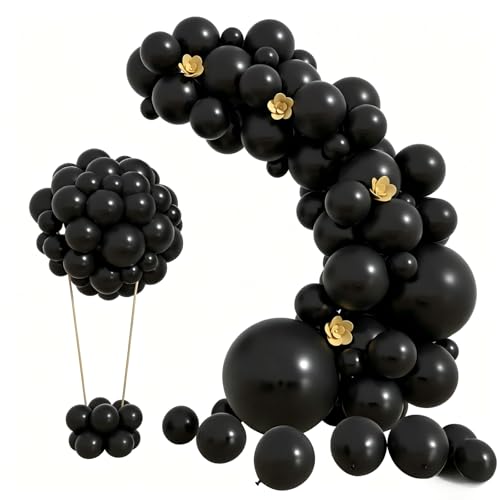 Black Balloon Garland Arch Kit - 100Pcs Matte Latex Balloons for Party Decorations