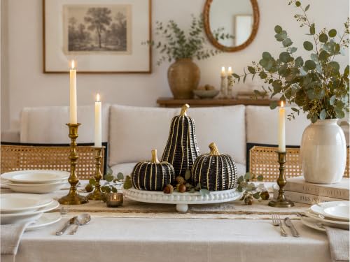 Black & Gold Resin Pumpkin Decorations Set - Halloween & Fall Decor