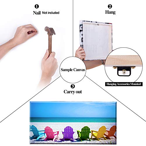 Beach Canvas Wall Art for Living Room - Blue Sea with Colorful Chairs 48" x 24"