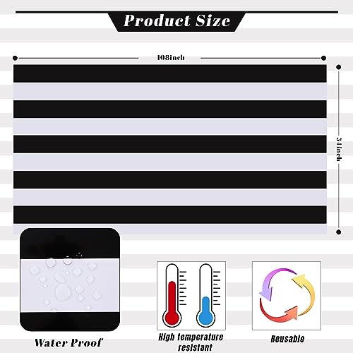 Kesfey Black Vertical Striped Tablecloth 3 Pack 54x108 Inch Picnic & Party Cover