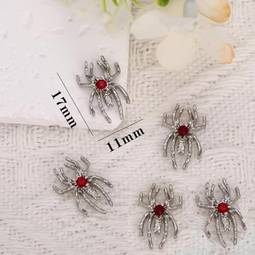 Silver Spider Nail Charms Set - Halloween Nail Art Decorations, 30 Pcs