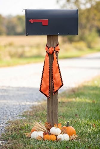 Halloween Orange & Black Satin Wreath Sash Set - Variation: Orange Black Wave