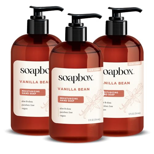 Soapbox Vanilla Bean Liquid Hand Soap - Moisturizing Hand Wash - 3 Pack - Sensitive Skin