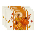 Pumpkin Leaves Fall Placemat Set of 4 - 12 x 18 Inch Rectangular Orange
