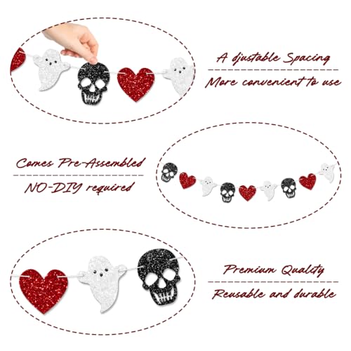 Halloween Skull Ghost Garland Set - Black & Red Gothic Party Decorations