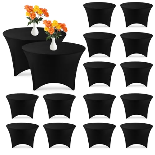 Black 6 Ft Round Spandex Fitted Tablecloth - Elastic Wedding Party Cover