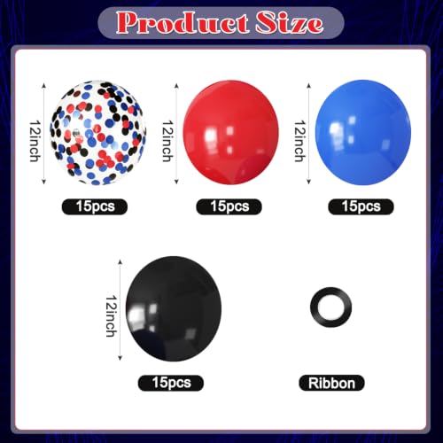 Red Blue Black Balloons for Spider Theme Birthday Party Decorations - 45 Pack