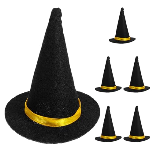 Mini Felt Witch Hats 6-Pack for Halloween Wine Bottle Decorations