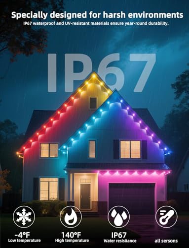 Outdoor RGB LED String Lights with App & Remote Control 100ft Waterproof Christmas Halloween Decor