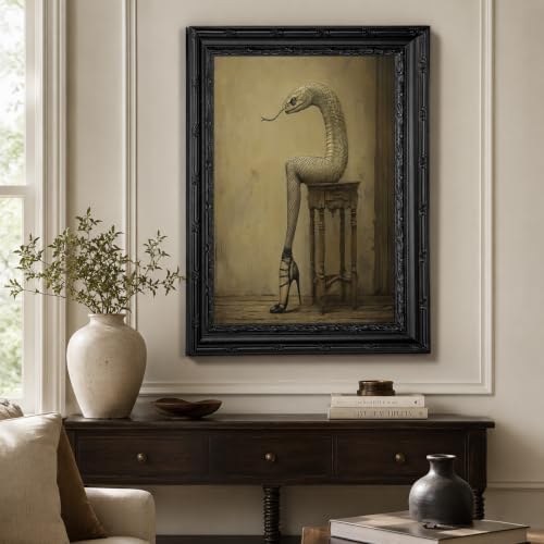 Framed Gothic Surreal Snake Wall Art - Human Form Variation - 11"L x 9"W