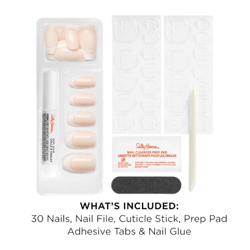 Sally Hansen Instant Cuticle Remover & Salon Effects Perfect Press-On Nails, 30 Designs, Nail Glue & Tabs