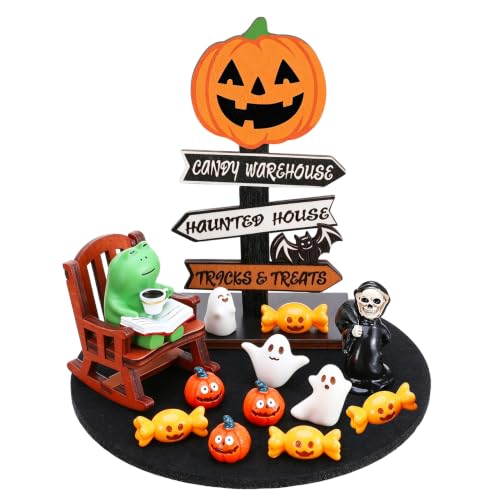 Mini Halloween Frog Desk Decor Set - Funny Resin Office & Home Figurines