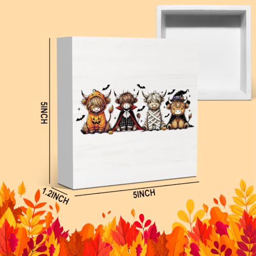 Halloween Highland Cow Wood Decor Sign - Farmhouse Halloween Home Decor - Cow Variation