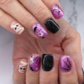 Halloween Short Square Press-On Nails - Purple Cat Eye Style-01, 24Pcs