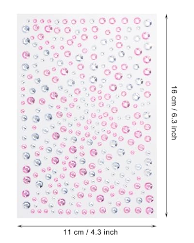 Self-Adhesive Face Costume Gems Set - Pink & White, 650 Pieces for Halloween & Festivals