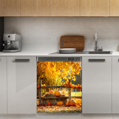 Thanksgiving Pumpkin Fall Dishwasher Magnet Cover - Scratch-Resistant Decor for Kitchen Appliances - 23x26 Inch - Variation A31