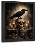 Gothic Crow Wall Art Canvas Print - Raven Skull Dark Academia Decor 8x10 with Variation - Crow