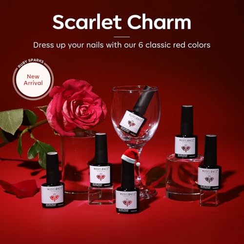 Gel Nail Polish Set Glitter Sparkle 6 Colors - Modelones A1 Classic Red Variation