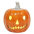 Halloween Ceramic Pumpkin Decor with LED Light - Orange, 5.5 Inch Tabletop Jack O Lantern