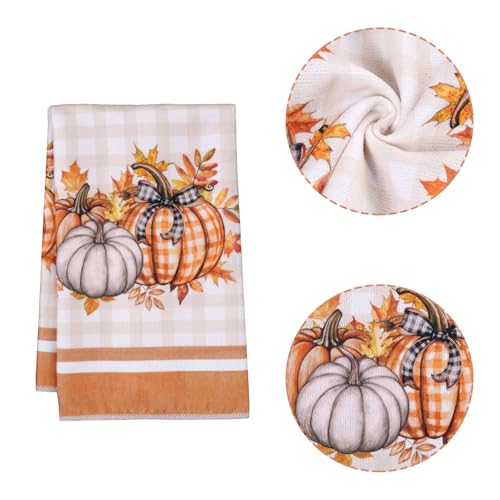 Fall Pumpkin Kitchen Towels - Autumn Dish Hand Towels Set of 2