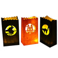 Halloween Luminary Bags Set - Witch, Castle & Cat Silhouettes, Flame-Resistant Lanterns, 48 Pack