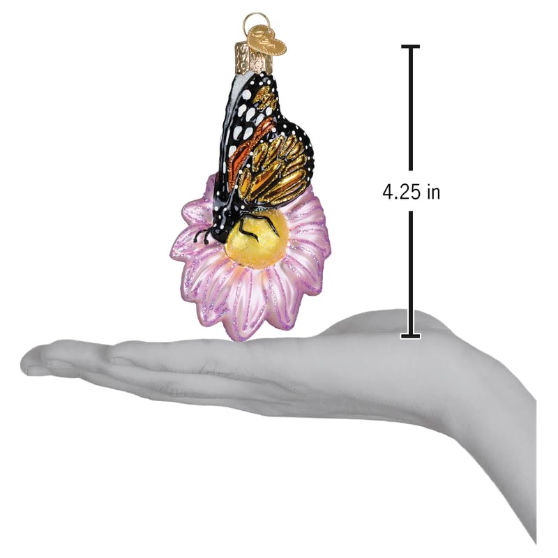 Handcrafted Glass Monarch Butterfly Ornament for Christmas Tree - Holiday Decor