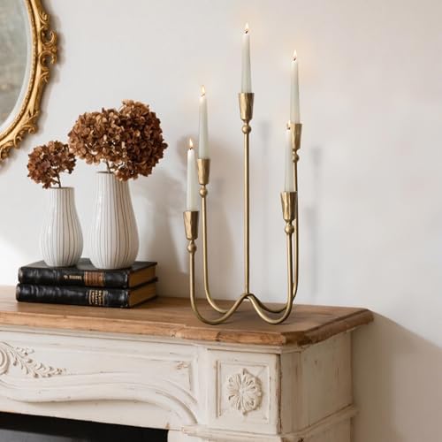 Large Iron 5-Arm Taper Candle Holder Candelabra for Dining & Weddings