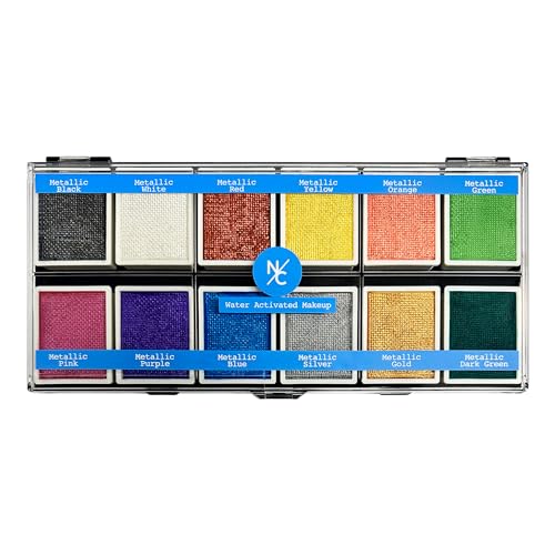 Metallic 12-Color Face & Body Makeup Palette - Water-Activated Shimmer Shades