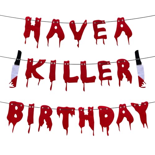 Halloween Birthday Banner Horror Movie Decorations - Scary Party Decor