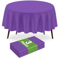 Dark Purple Round Disposable Plastic Tablecloth 84 Inch, 3 Pack for Parties