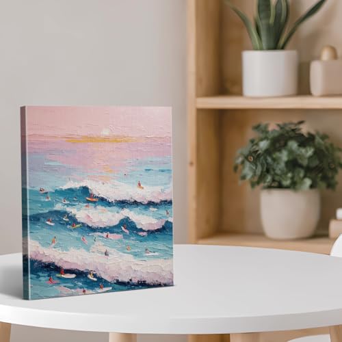 Ocean Wave Canvas Wall Art - Surf Design, 8x10 Inches, Coastal Beach Decor - Surf-02