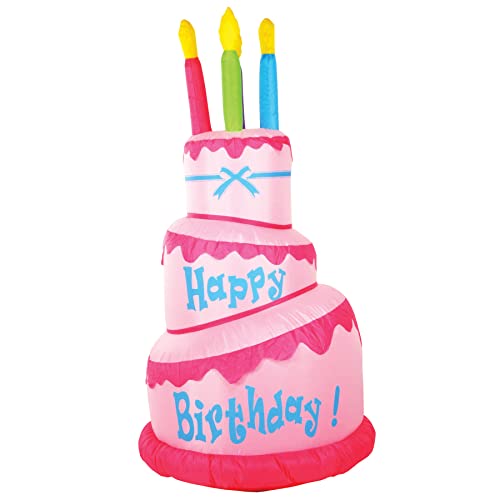 Inflatable Jumbo Birthday Cake with LED Lights - 70 Inch Yard Decor for Indoor & Outdoor Parties