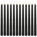 Black Taper Candles - Unscented, Dripless, 8-Hour Burn Time, 12 Pack