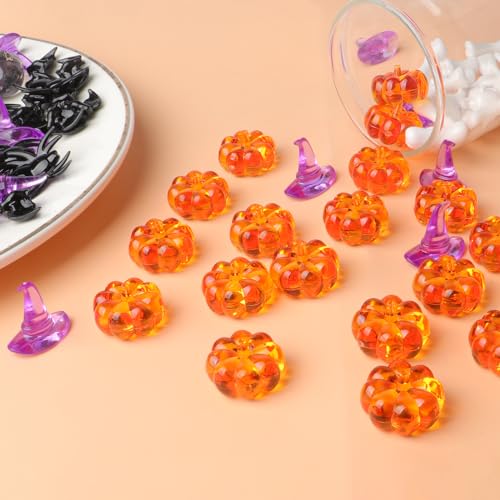Halloween Acrylic Spider Pumpkin Bat Ghost Skull Vase Fillers Set - 160 Pieces