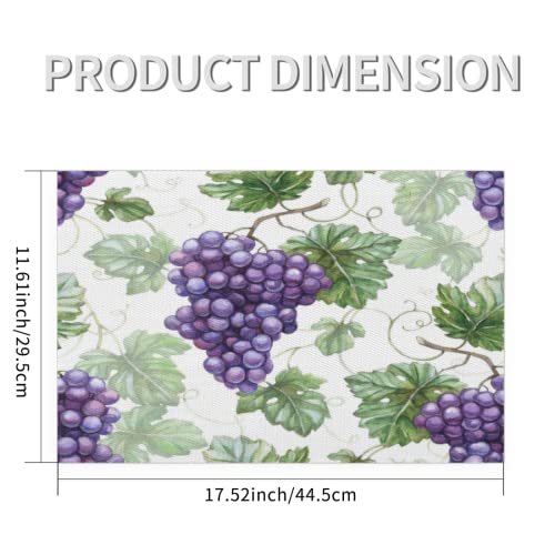 Purple Grape Placemats Set of 6 Heat Resistant Vinyl Table Mats for Kitchen Dining